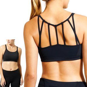ATHLETA Black Max Out Stappy Back Workout Yoga Gym Sports Bra Size S